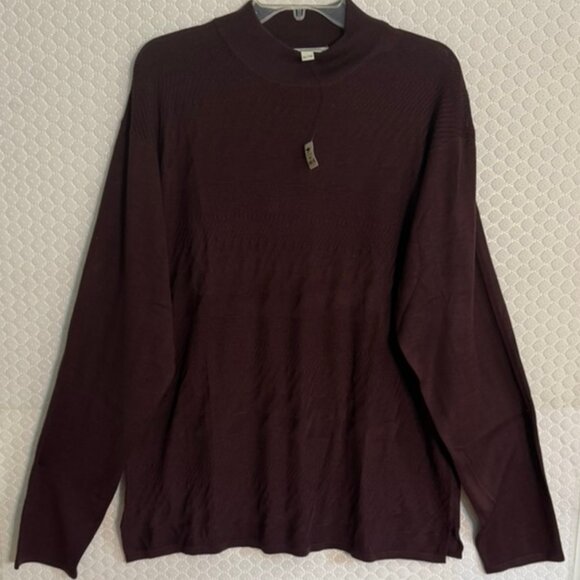 NWT Wilke Rodriguez 100% Silk  Pullover Mock Neck Sweater Maroon Size XL - Picture 1 of 8